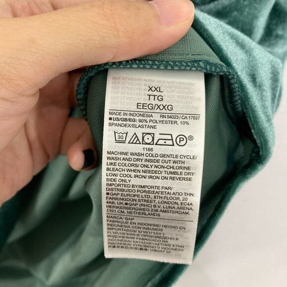 New GAP size XXL Green Velvet Soft Flowy Short Sleeve Stretch Blouse Feminine - Picture 7 of 9